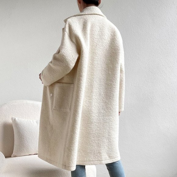 Lapel Neck Drop Shoulder Dual Pocket Overcoat - Picture 4 of 5